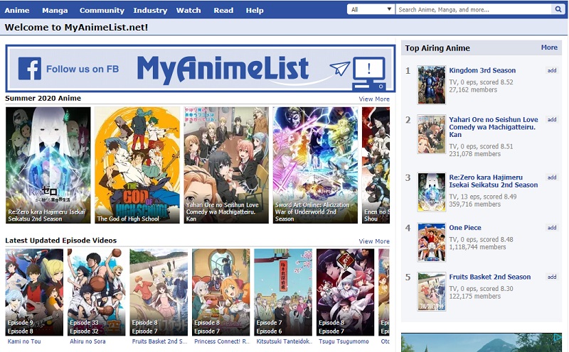 myanimelist interface 1