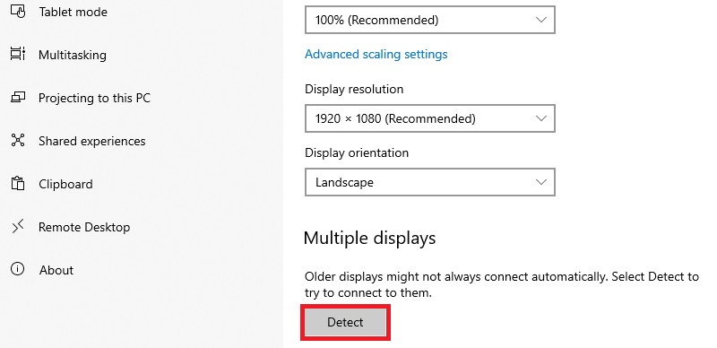 detect display