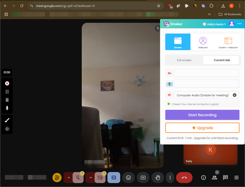 record google meet using vmaker